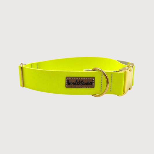 Hundehalsband La vie est belle Neongelb