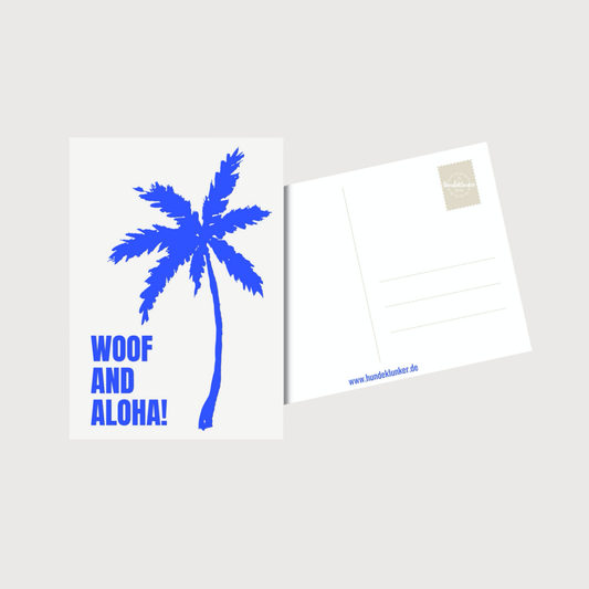 Postkarte WOOF AND ALOHA