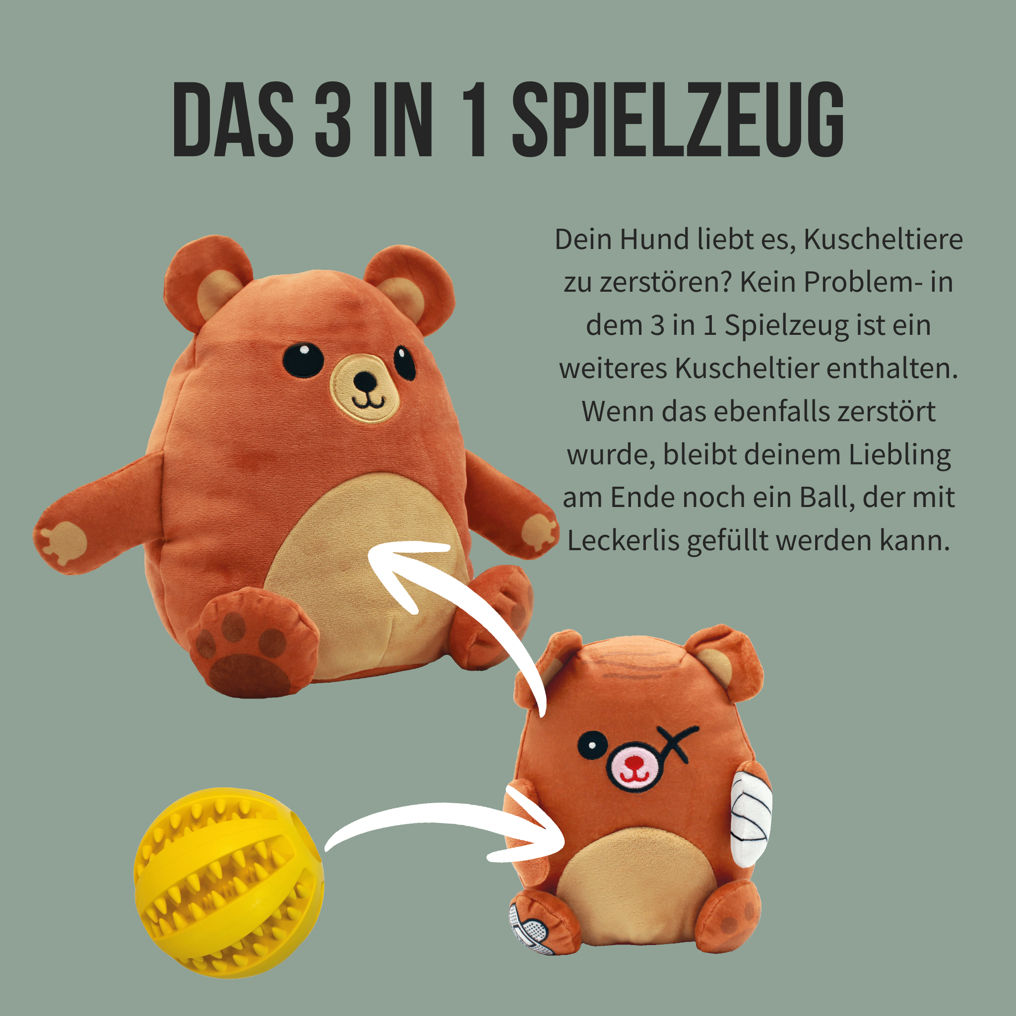 3-in-1 Kuscheltier Bär