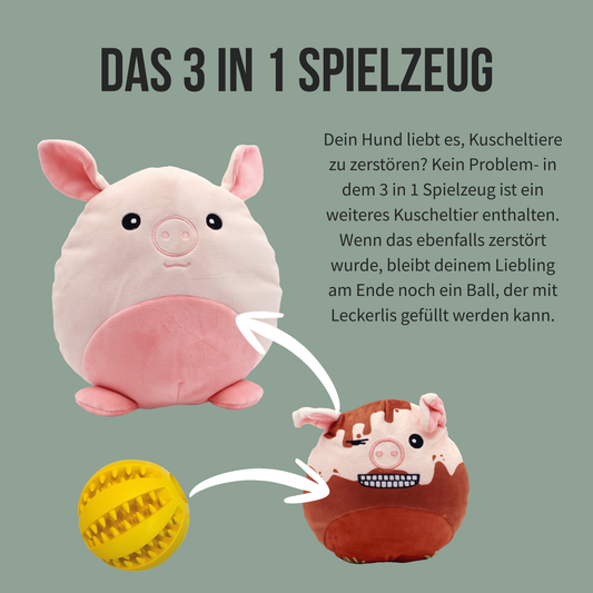 3-in-1 Kuscheltier Schwein